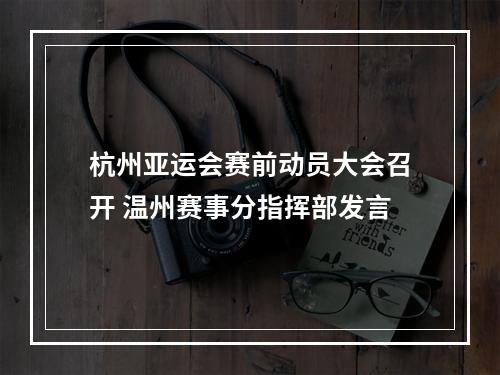 杭州亚运会赛前动员大会召开 温州赛事分指挥部发言